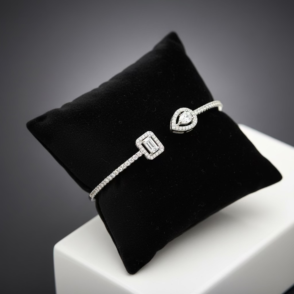 Clear Silver Bangle