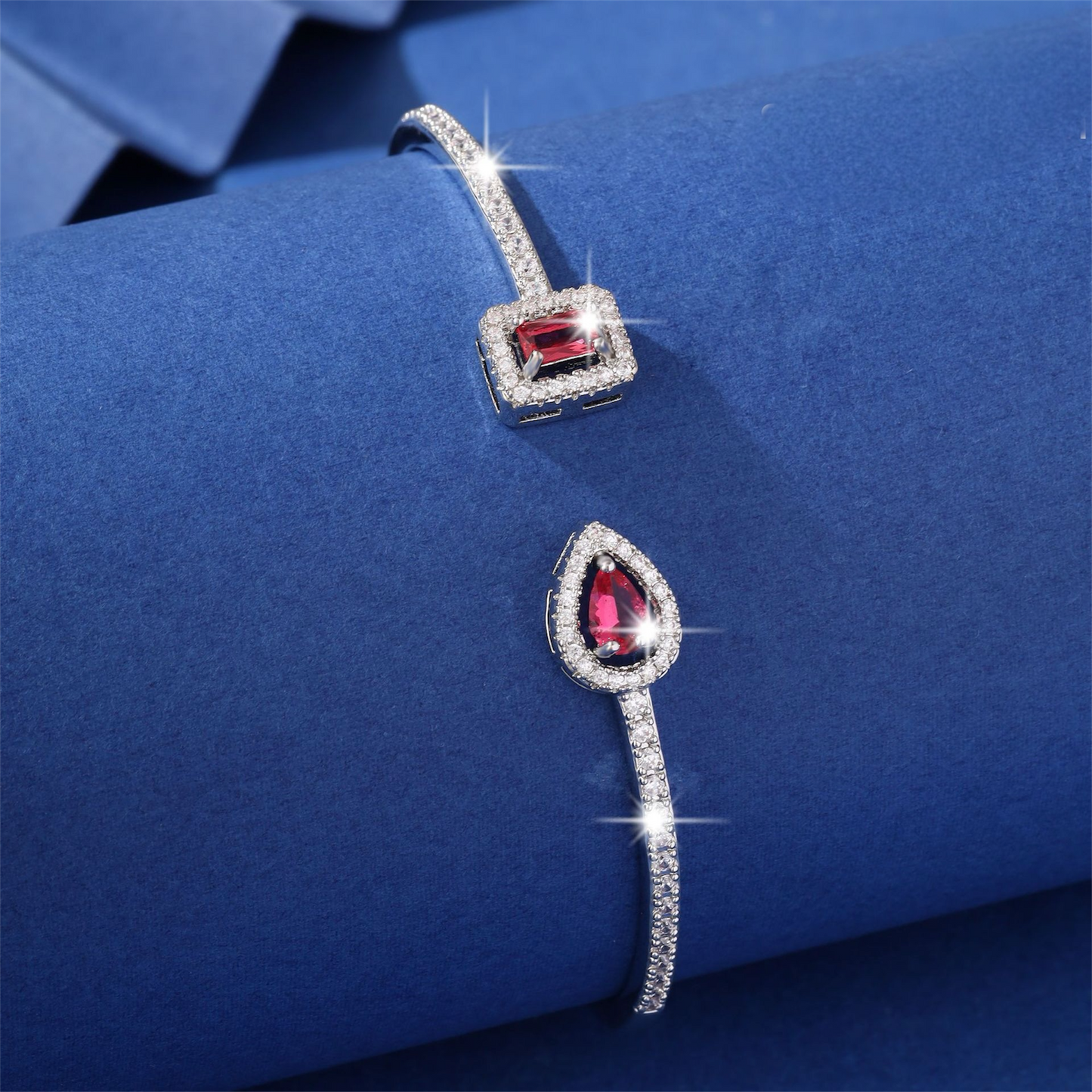 Silver Bracelet with Rose stone