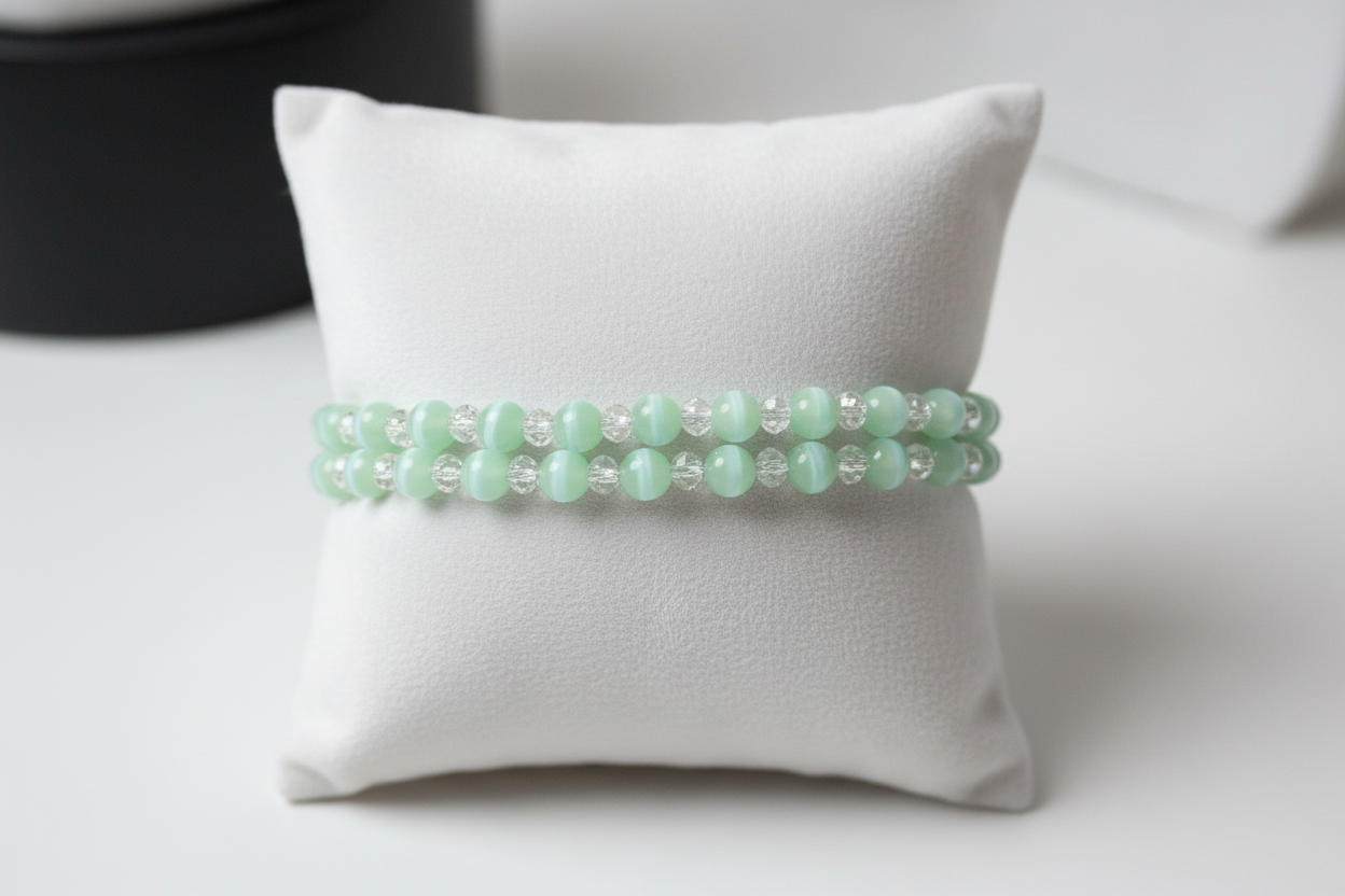 Teal Cats Eye Beaded Bracelet