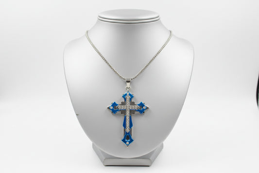 Blue & Silver Cross (Stainless Steel)