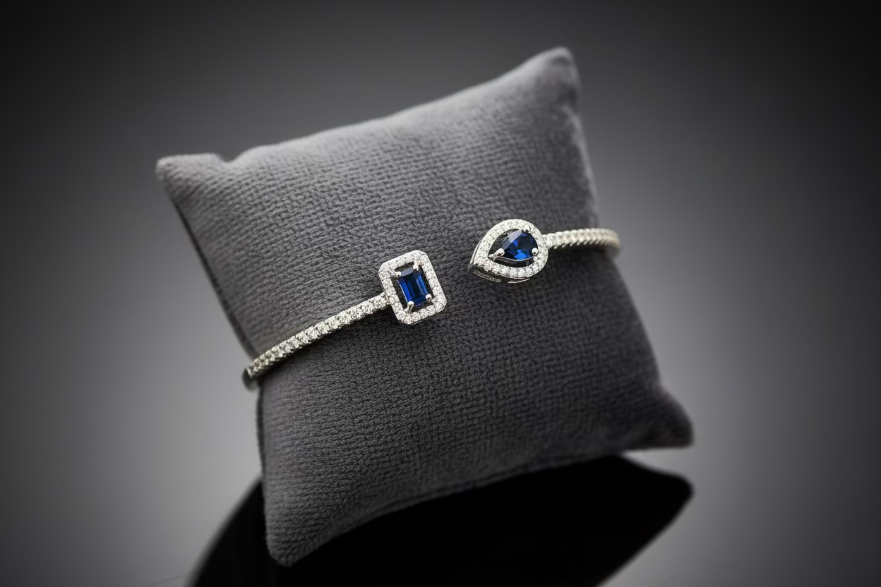 Sapphire Bangle (Silver)