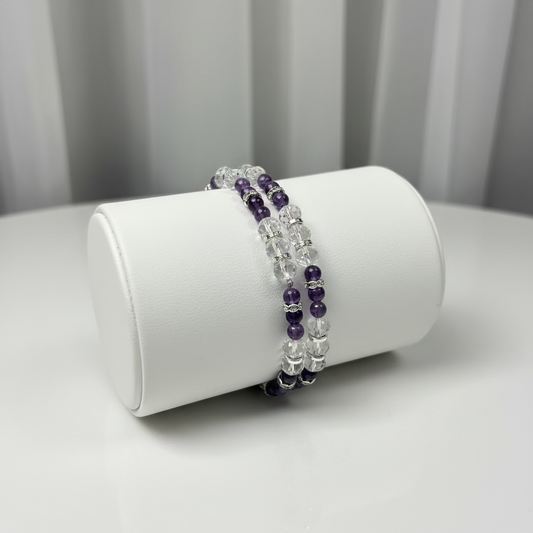 Amethyst, Clear and silver bracelet